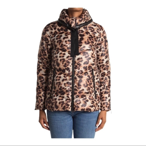 NWT! Sam Edelman Leopard Print Puffer Jacket. Size Small. - Picture 3 of 8